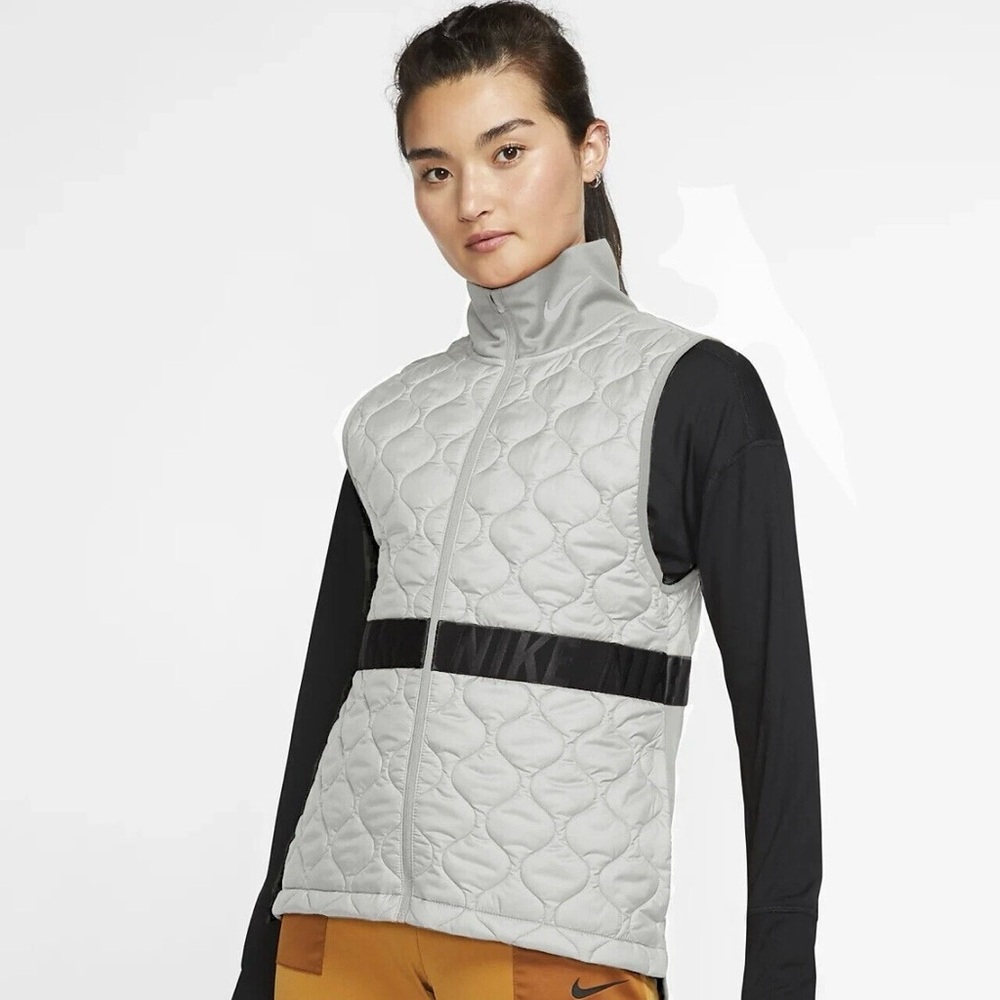 Nike AeroLayer Women's Thermal Quilted Running Vest Grey BV3869-059 Size Small S